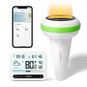 INKBIRD Pool Thermometer Solar Powered Wireless IP68 Waterproof  WiFi Pool Thermometer Set IBS-P03R