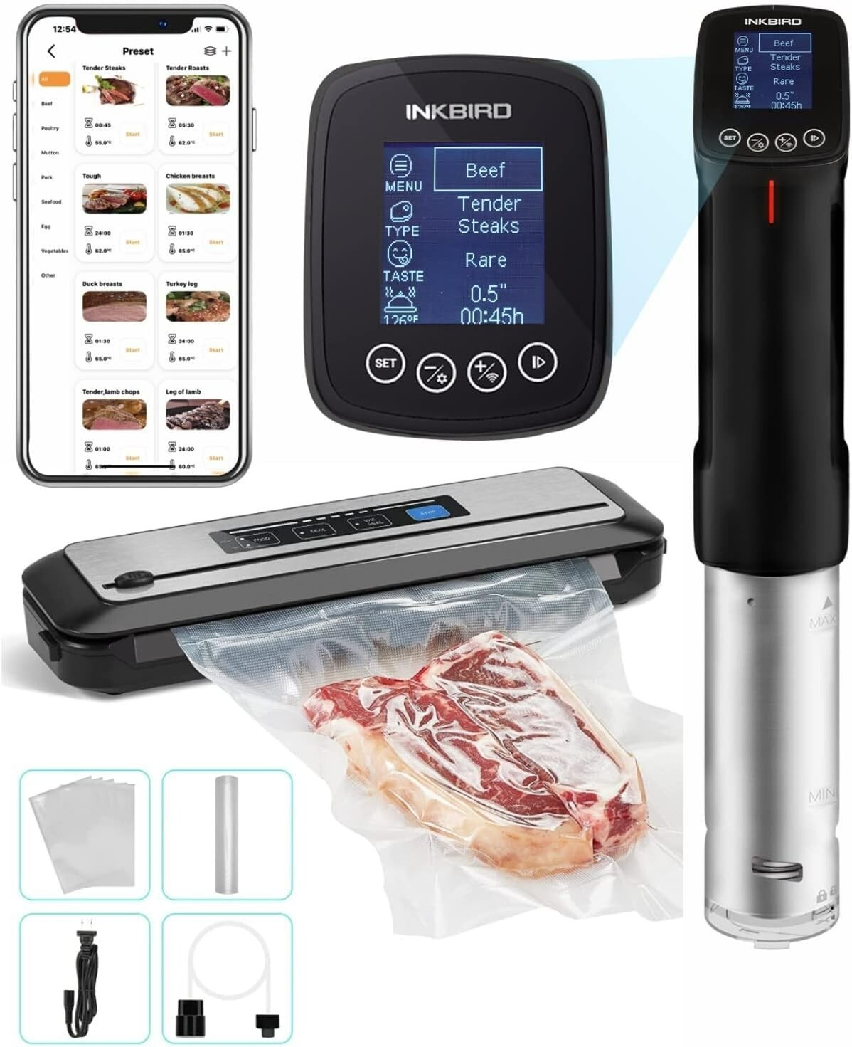 INKBIRD Sous Vide Precision Cooker WiFi Vacuum Sealer Machine Food Saver Storage - Walmart.com