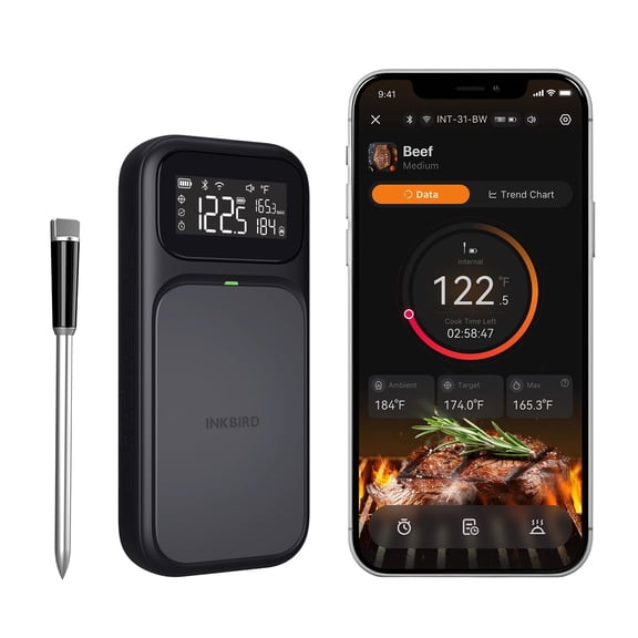 INKBIRD WiFi 5G and Bluetooth 5.4 BBQ Thermometer with 3 Multi-sensor Probes, AI Real-time Calibration, NIST Approved Accuracy, High and Low temperature Alarms, for Cooking and Grilling