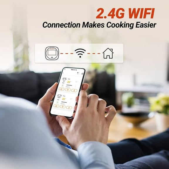 INKBIRD WiFi Meat Thermometer for Grilling, Rechargeable BBQ Thermometer with APP Calibration, Temp Graph Mobile Notification, 4 Colorful Probes Food Thermometer for Pellet Smoker Oven