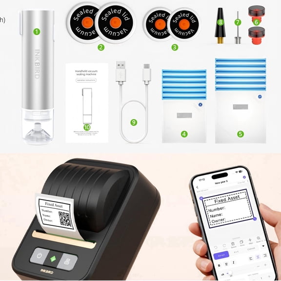 INKBIRD Portable Label Makers and KZ100 Handheld Vacuum Sealers, Picnic - perfect Portable Comb,Outdoor,Kitchen