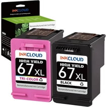 67XL Ink Cartridge for HP 67 ink cartridge for printer ink HP 67 for HP Envy 6055 6052 6058 6075 Envy Pro 6455 6455e 6452 6458 (1 Black 1 Tri-Color)