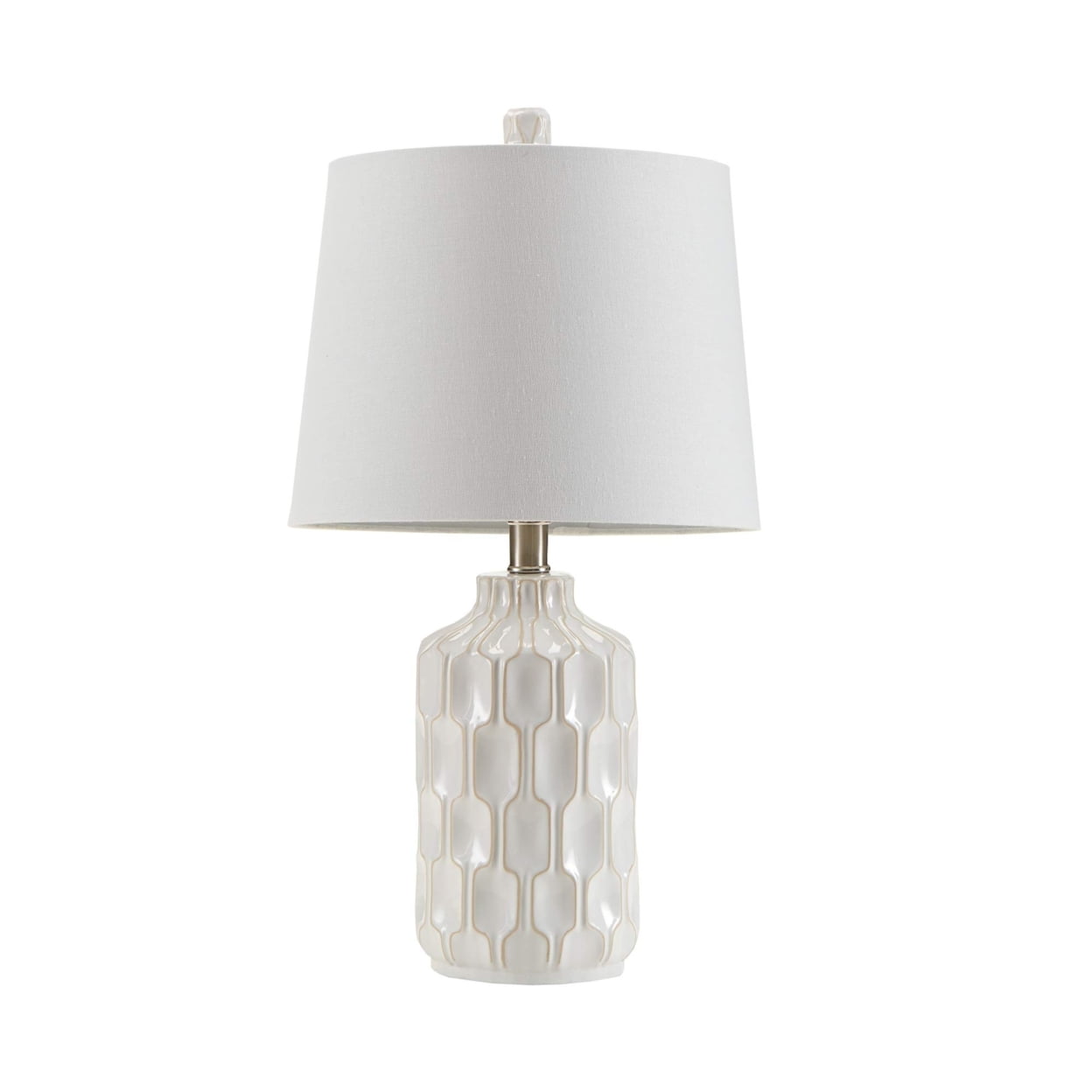 Ivory Ceramic Table Lamp with White Shade, 22"
