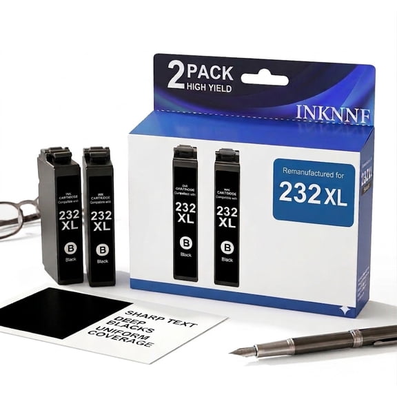 INKNNF Compatible for Epson 232XL Black Ink Cartridges High-Yield (2-Pack), Work with XP-4200 XP-4205 WF-2930 WF-2950