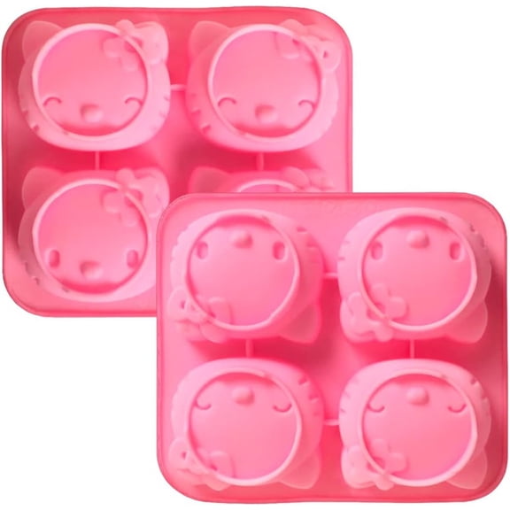 INKU 4 Cups Hello Kitty Silicone Fondant Cake Mold,Ice mold,Chocolate tray,Birthday Cake Decoration 4 Inch silicone Cake mold soap cake chocolate decorations