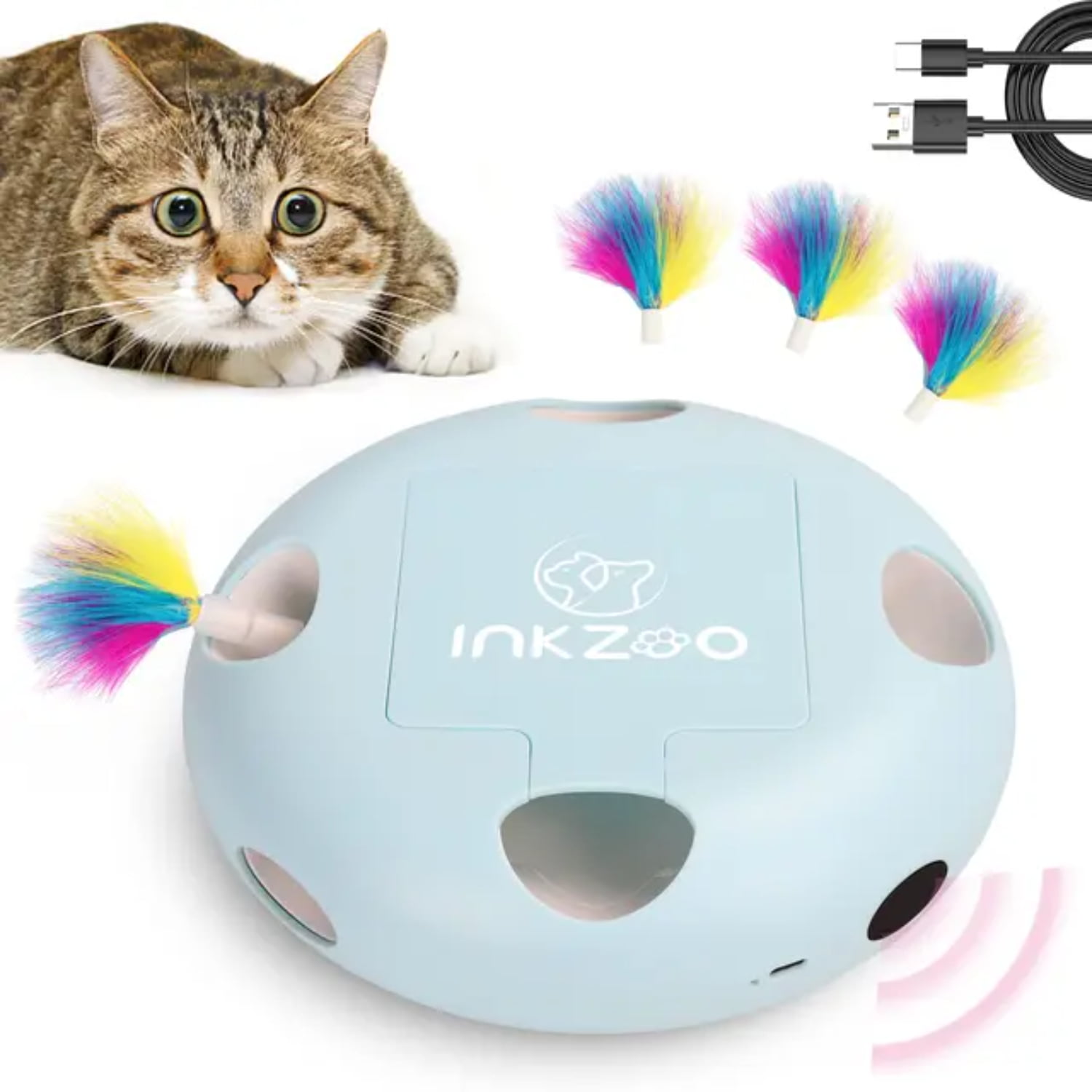 INKZOO‘s Engaging Smart Interactive Cat Toys for Indoor Cats Exciting Automatic WhackAMole