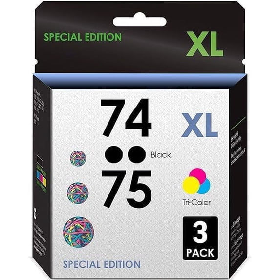 INKjetsclub Compatible Ink Cartridge Replacement for HP 74/75XL. Works ...