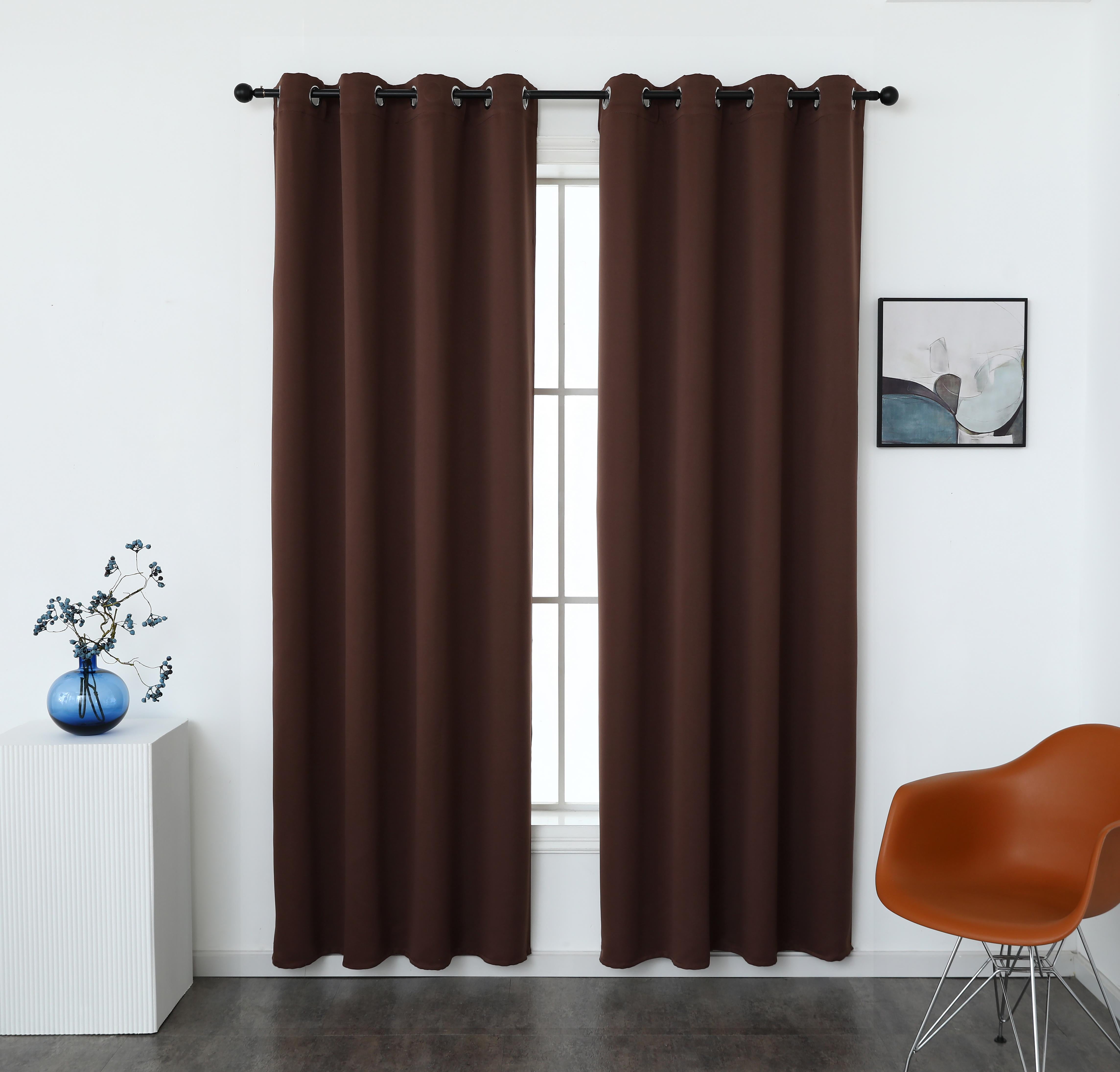 INLINAS 42W x 84L Inch Blackout Curtains for Bedroom, Thermal Insulated, Noise Reduction, Energy Saving Set of 2 Panels, Chocolate