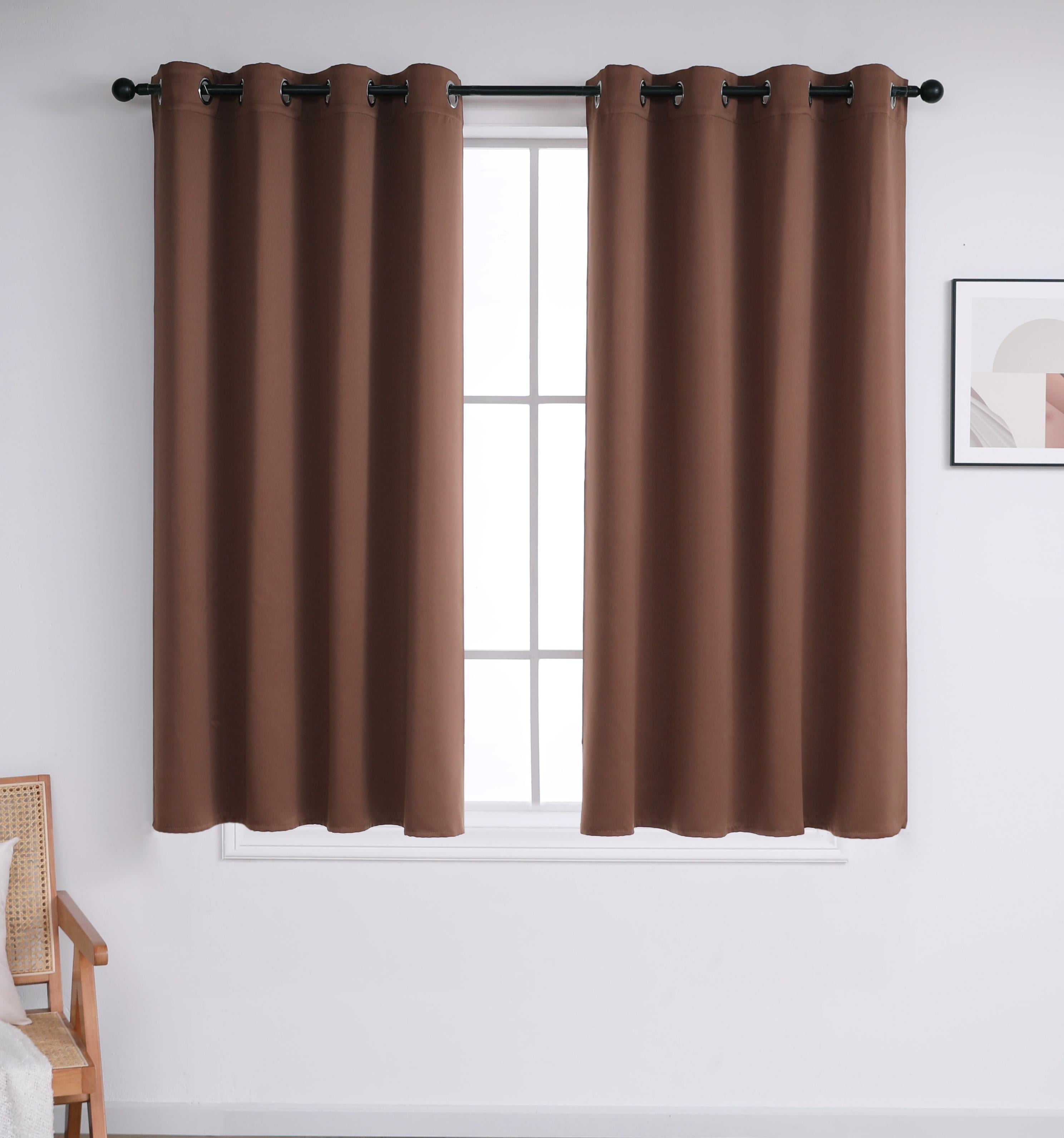 INLINAS 42W x 96L Inch Blackout Curtains for Bedroom, Thermal Insulated, Noise Reduction, Energy Saving Set of 2 Panels, Brown