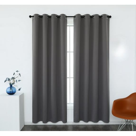 INLINAS 52W x 84L Inch Blackout Curtains for Bedroom, Thermal Insulated, Noise Reduction, Energy Saving Set of 2 Panels, Dark Grey