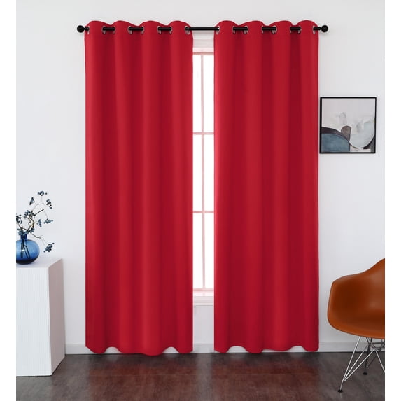 INLINAS 52W x 84L Inch Blackout Curtains for Bedroom, Thermal Insulated, Noise Reduction, Energy Saving Set of 2 Panels, True Red