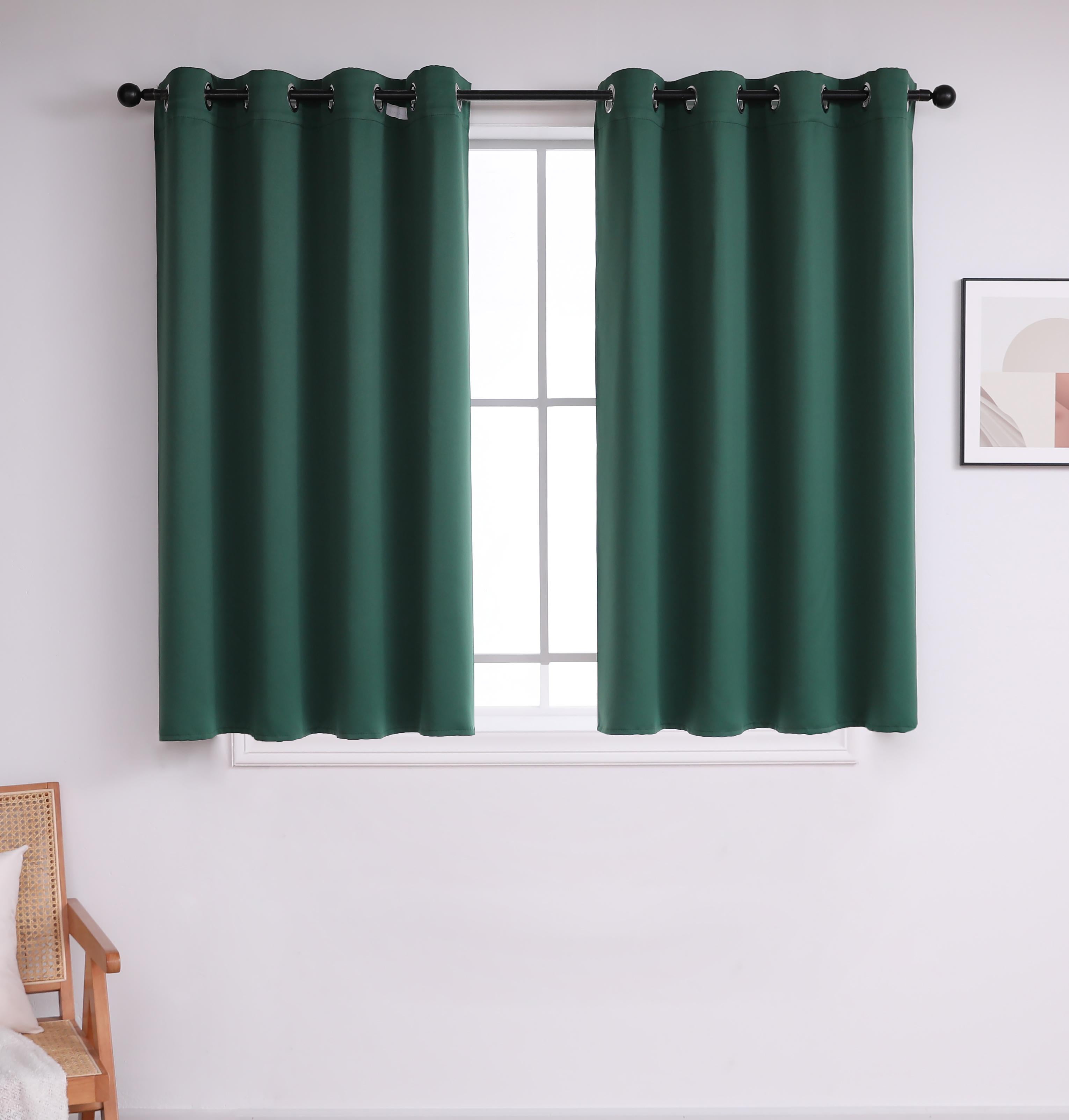 INLINAS Blackout Curtains for Bedroom, Thermal Insulated, Noise Reduction, Energy Saving Set of 2 Panels, Grass Green, 42W x 63L Inch