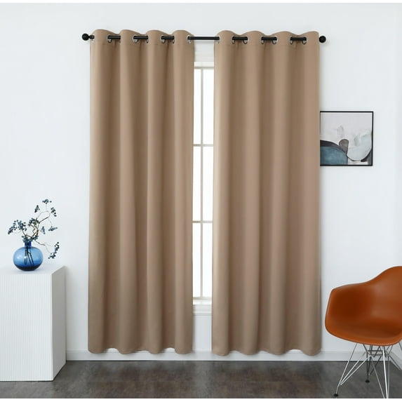 INLINAS Blackout Curtains for Bedroom, Thermal Insulated, Noise Reduction, Energy Saving Set of 2 Panels, Taupe, 52W x 54L Inch