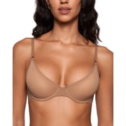 Womens Cosnufy Sheer Balconette Bra Demi Unlined Plunge Mesh See Through Sexy Bras Underwire