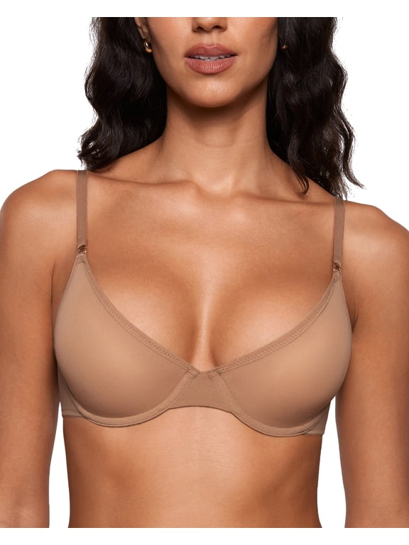 Women's Cosnufy Sheer Balconette Bra Demi Unlined Plunge Mesh See Through Sexy Bras Underwire