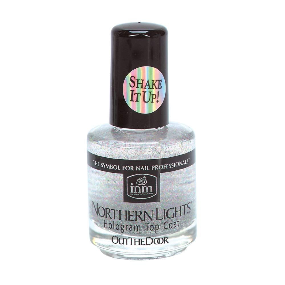 INM Northern Lights Silver Hologram Top Coat, Fast Drying, 1/2 Ounce (1