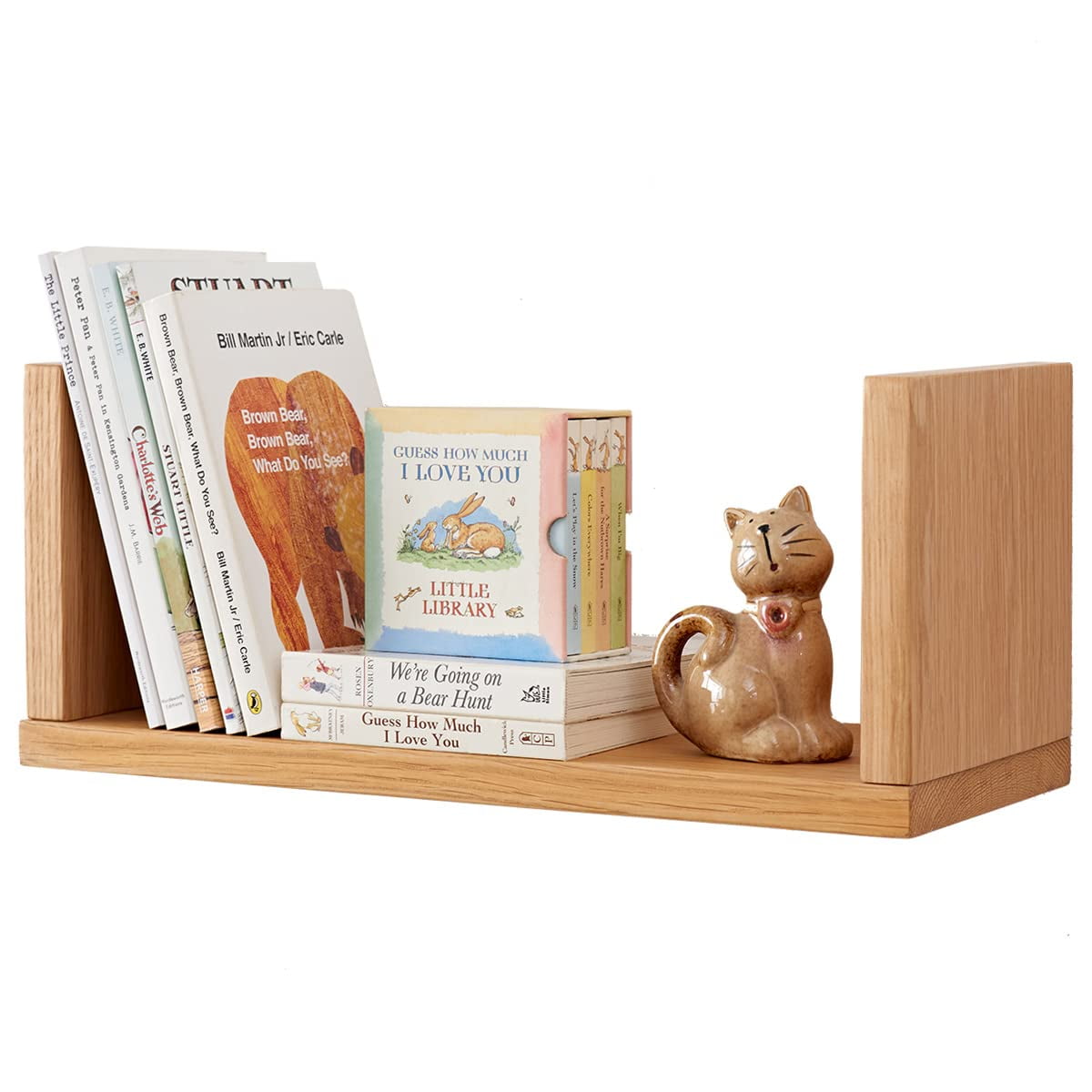 INMAN Oak Floating Bookshelves Natural Wood Wall Shelves 16 inches