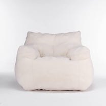 INMOZATA Bean Bag Chairs, Teddy Tufted Soft Stuffed Living Room Chair with Filler, Furry and Lazy Sofa, Ultra Soft Lounge Beanbag Chair for Bedroom, Living Room,Ivory
