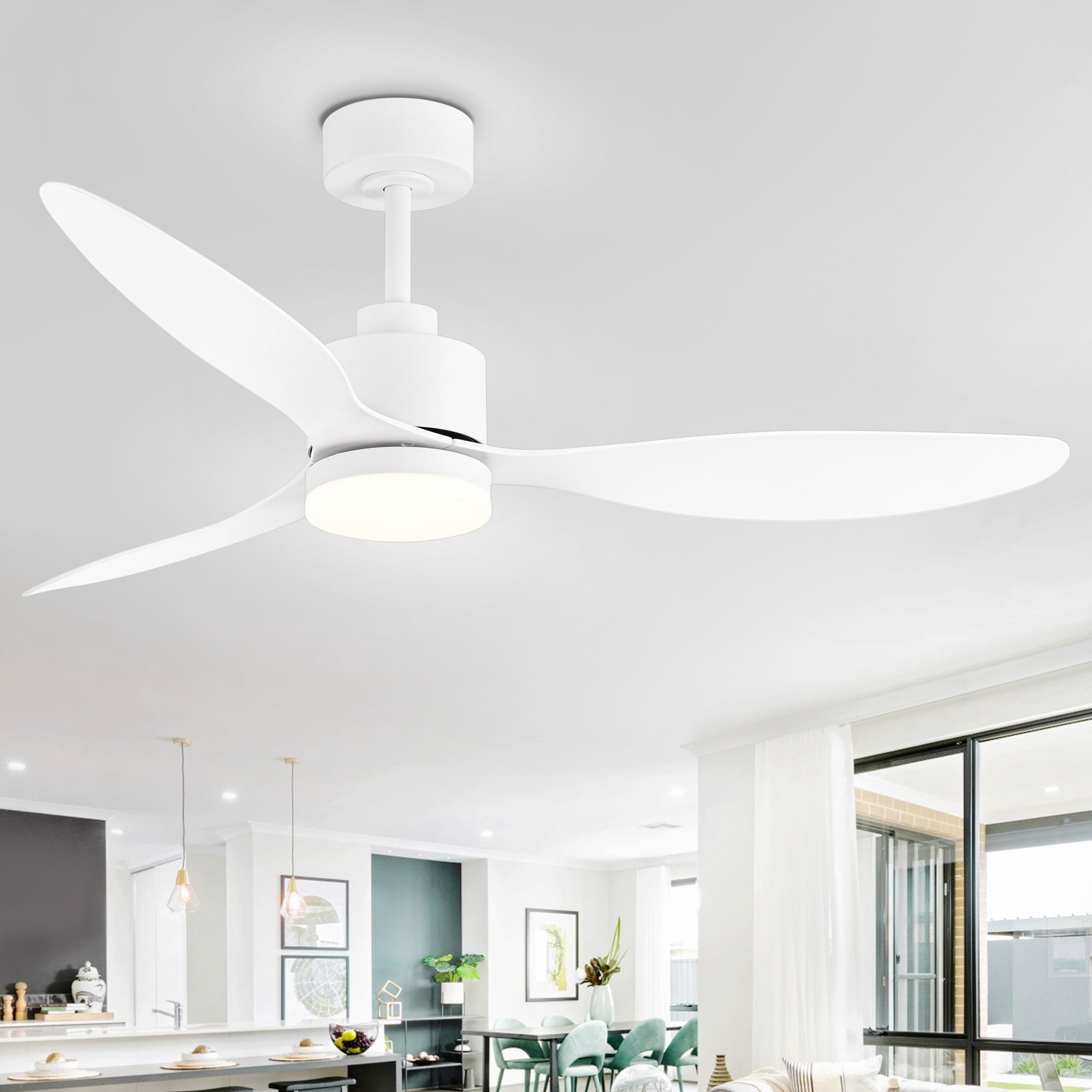 Led 52 Inches INNER DECOR INC 52 Inch Gold LED Ceiling Fan with Lights Remote(3-Blade ...