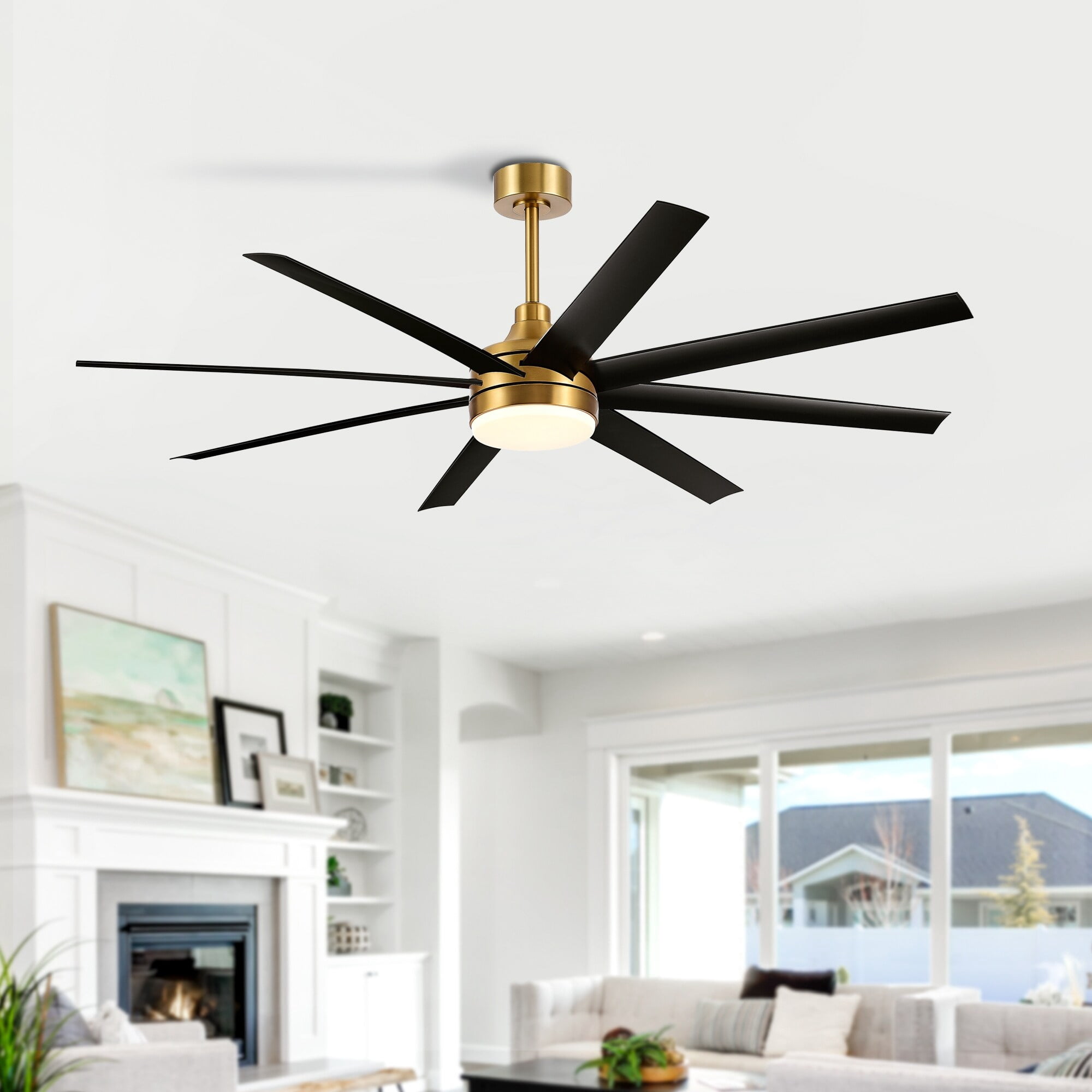 INNER DECOR INC 65-in Gold Indoor Ceiling Fan with Light Remote (8 ...