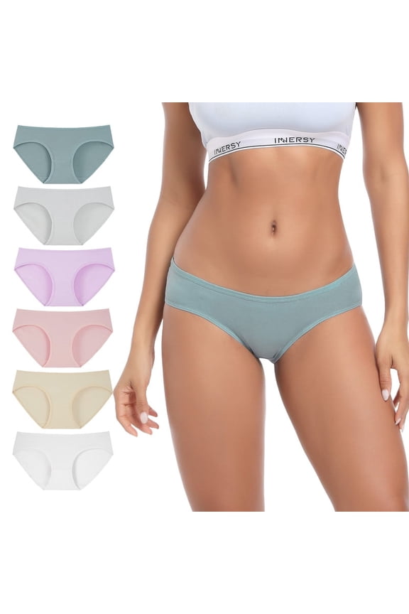 6-Pack Cotton Low Rise Bikini Underwear for Women(L,Soft Mix)