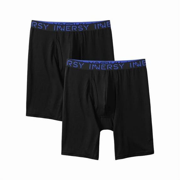 INNERSY Big Boys' Quick-dry Boxer Briefs Lightweight & Smooth Underwear 2-Pack(X-Large,Black)