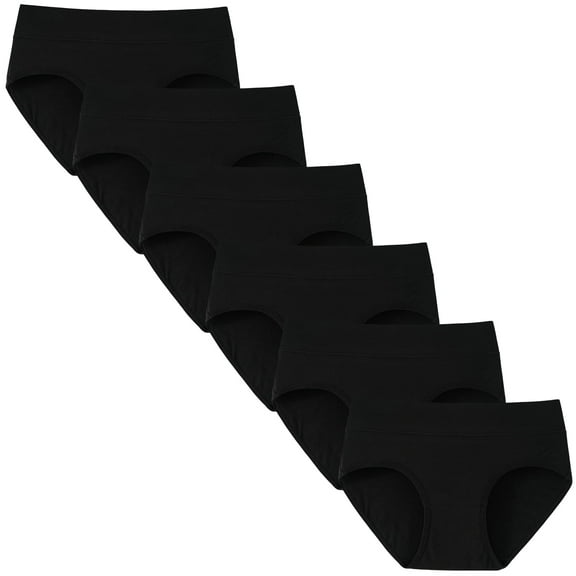 INNERSY Big Girls Panties Cotton Briefs Mid-Waist Underwear for Teens 6 Pack(12-14 Years,Black)