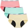 thumbnail image 1 of INNERSY Big Girls' Period Panties Cotton Menstrual Underwear For Teens 3-Pack (10-12 Years,Beige/Pink/Green), 1 of 8