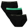 thumbnail image 1 of INNERSY Big Girls' Period Panties Cotton Menstrual Underwear For Teens 3-Pack (12-14 Years,Black/Green Band), 1 of 9