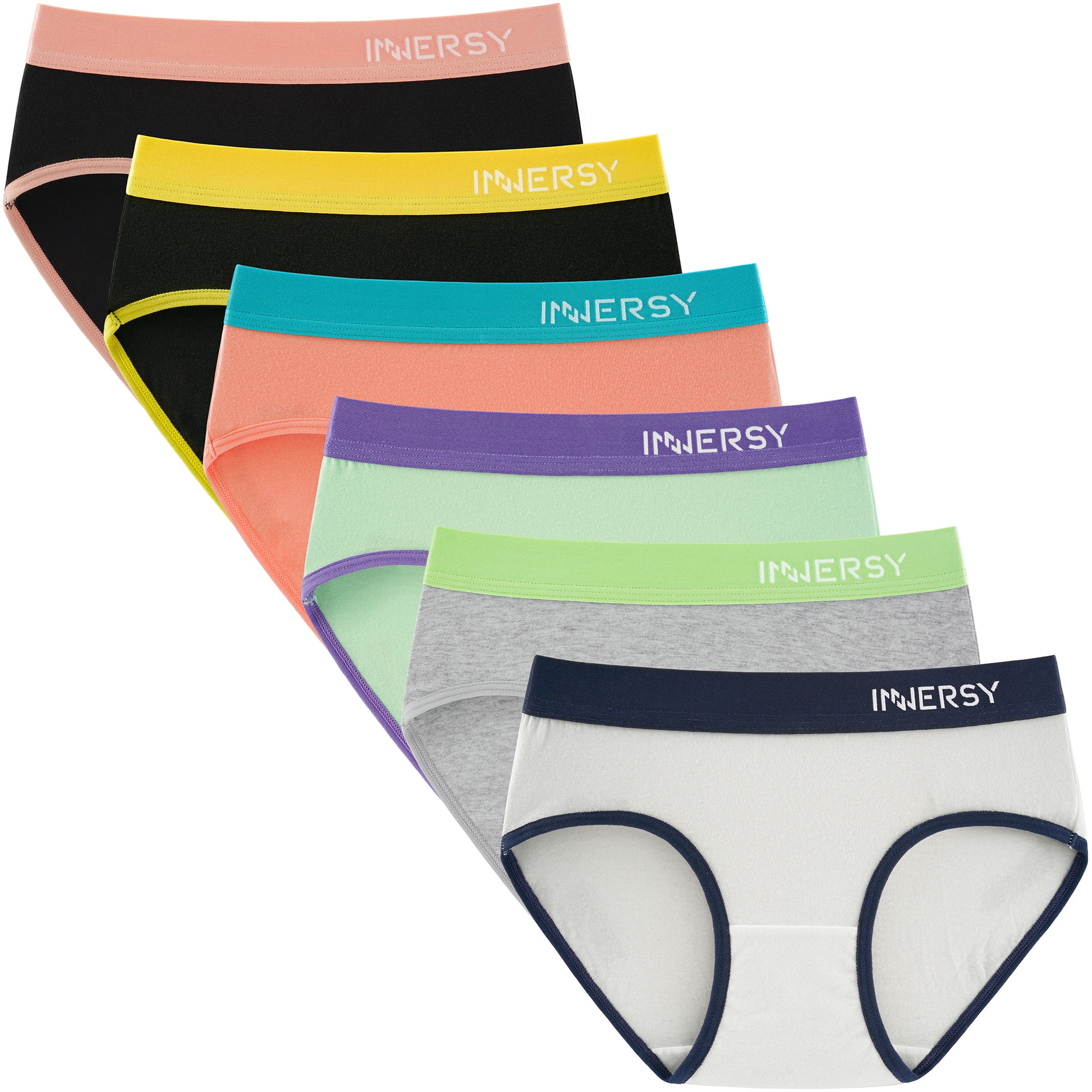 INNERSY Underwear for Girls Cotton Briefs Contrasting Color Teen Panties  Pack of 6 (S(8-10 yrs), Brights) 