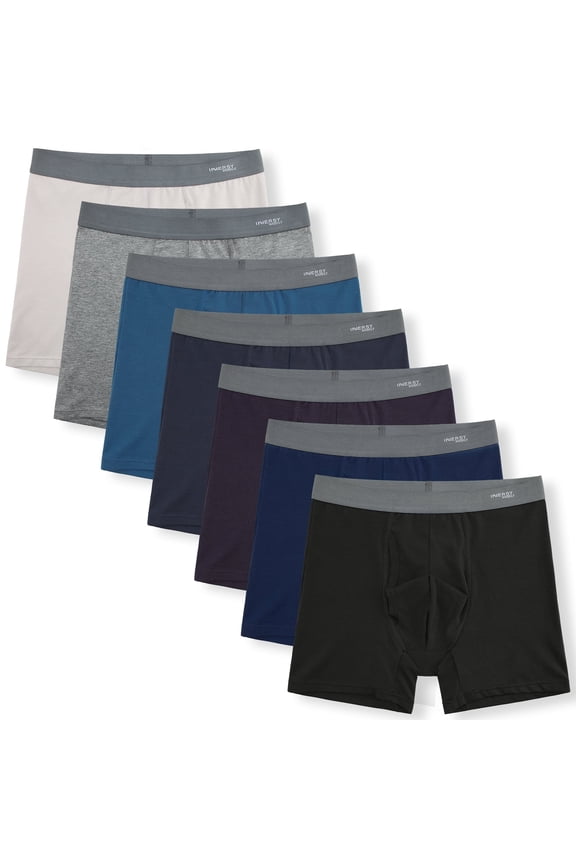 Boxer Briefs with Open Fly Cotton Stretch Underwear for Men 7-Pack(S,Gradient Basics)