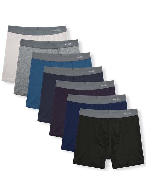 Boxer Briefs with Open Fly Cotton Stretch Underwear for Men 7-Pack(S,Gradient Basics)
