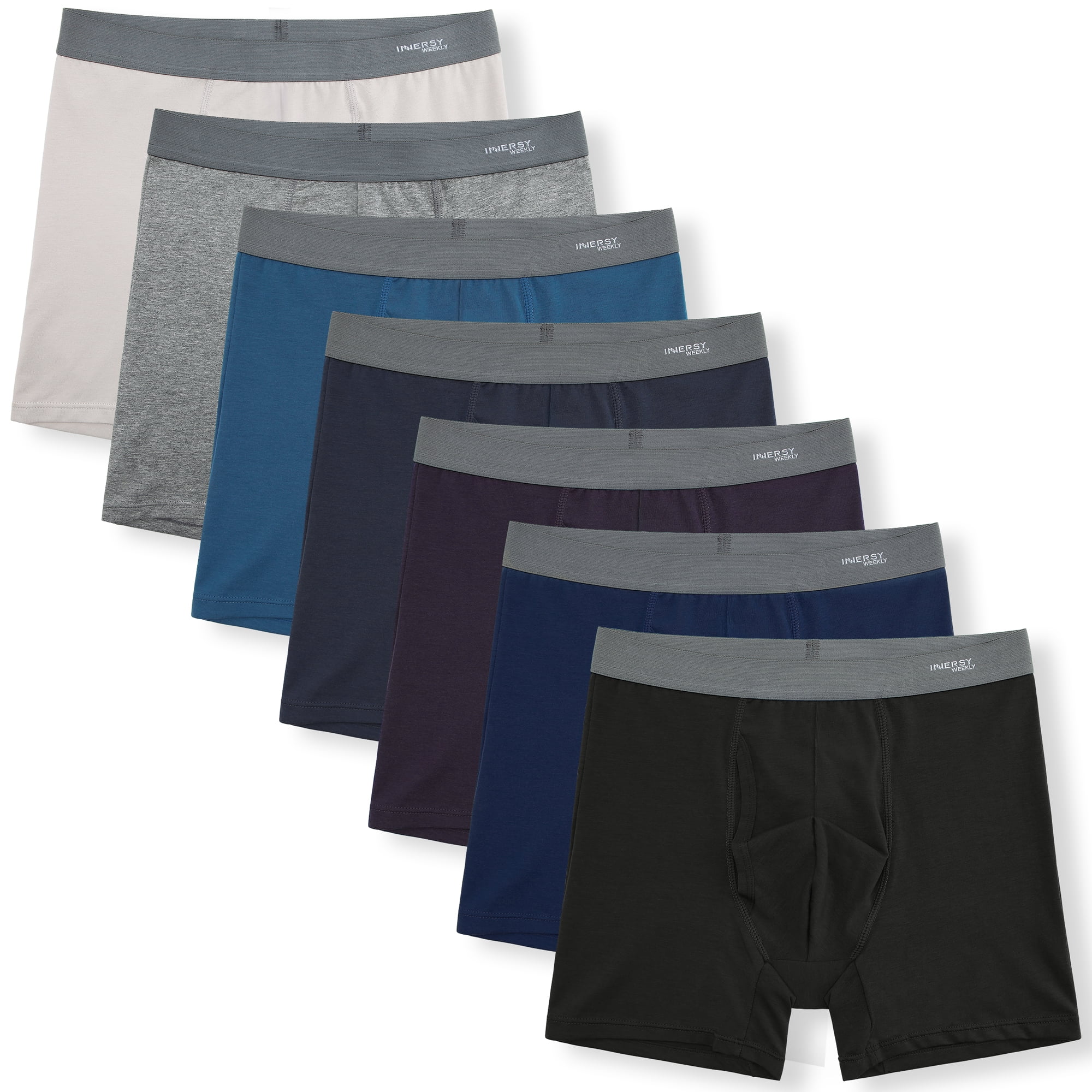 INNERSY Boxer Briefs with Open Fly Cotton Stretch Underwear for Men 7-Pack  (Gradient Basics, XX-Large) 
