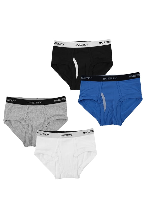 Boys Cotton Underwear Soft Briefs Teen Panties for Age 6-18 4-Pack(Small,Black/Gray/Blue/White)