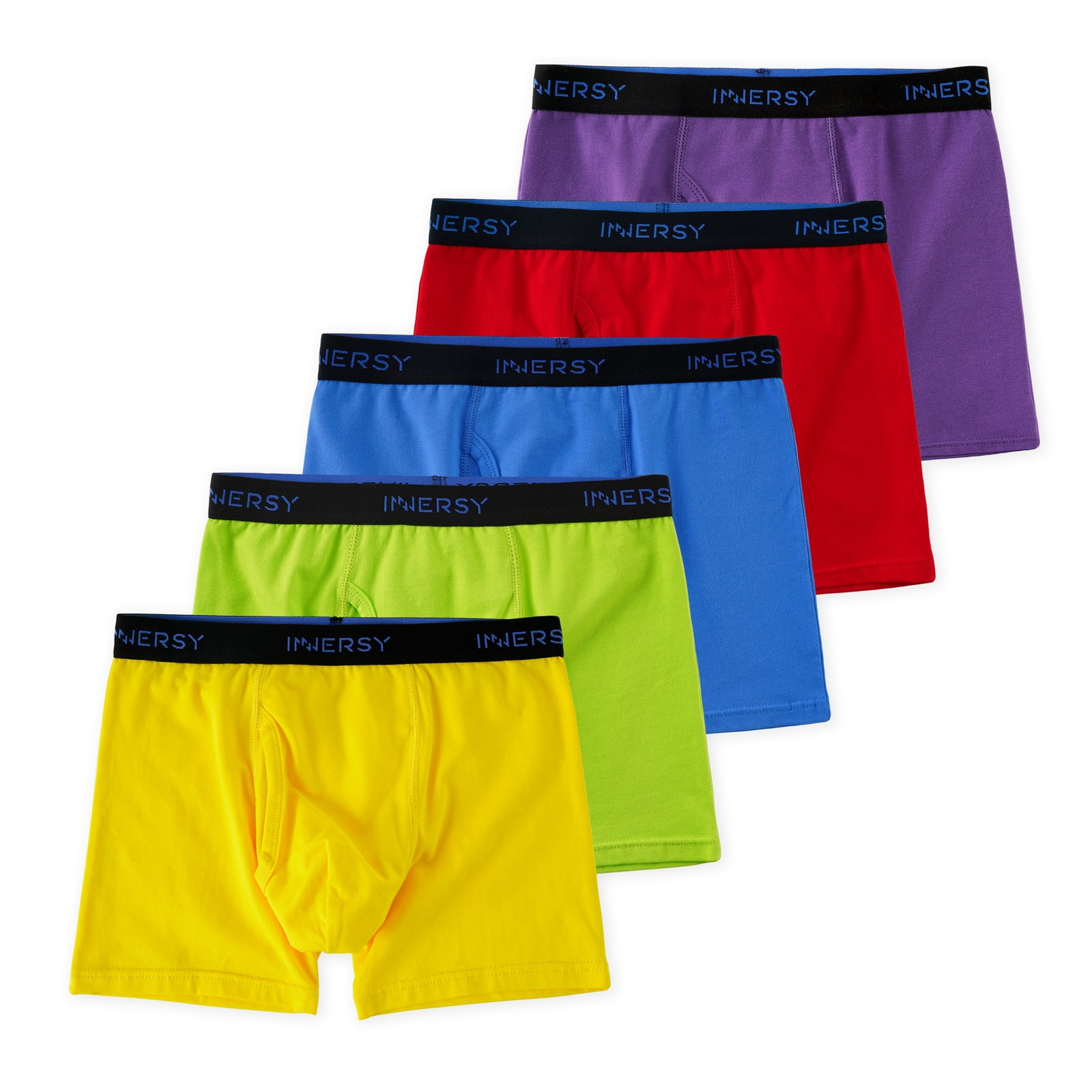 INNERSY Boys Underwear Stretchy Cotton Soft Boxer Briefs for 6-18 Teen Boys  5 Pack (L, Rainbow Colors) 
