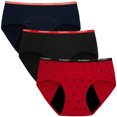 thumbnail image 1 of INNERSY Girl's Period Underwear Cotton Menstrual Panties for First Period Starter 3-Pack (8-10 Years,Red/Black/Dark Blue), 1 of 9