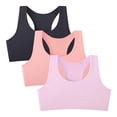 thumbnail image 1 of INNERSY Girls' Cotton Racerback Training Bras Wireless Bra for Kids 3 Pack(XL,Navy/Lilac/Peach), 1 of 7
