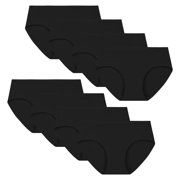 INNERSY Girls Cotton Underwear Full Coverage Breathable Briefs 8 Pack for Teens Age 8-16(M,Black)