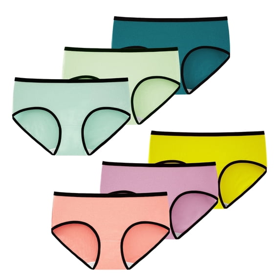 INNERSY Girls Underwear Cotton Briefs Panties for Teens 6-Pack (12-14 Years,Candy colors)