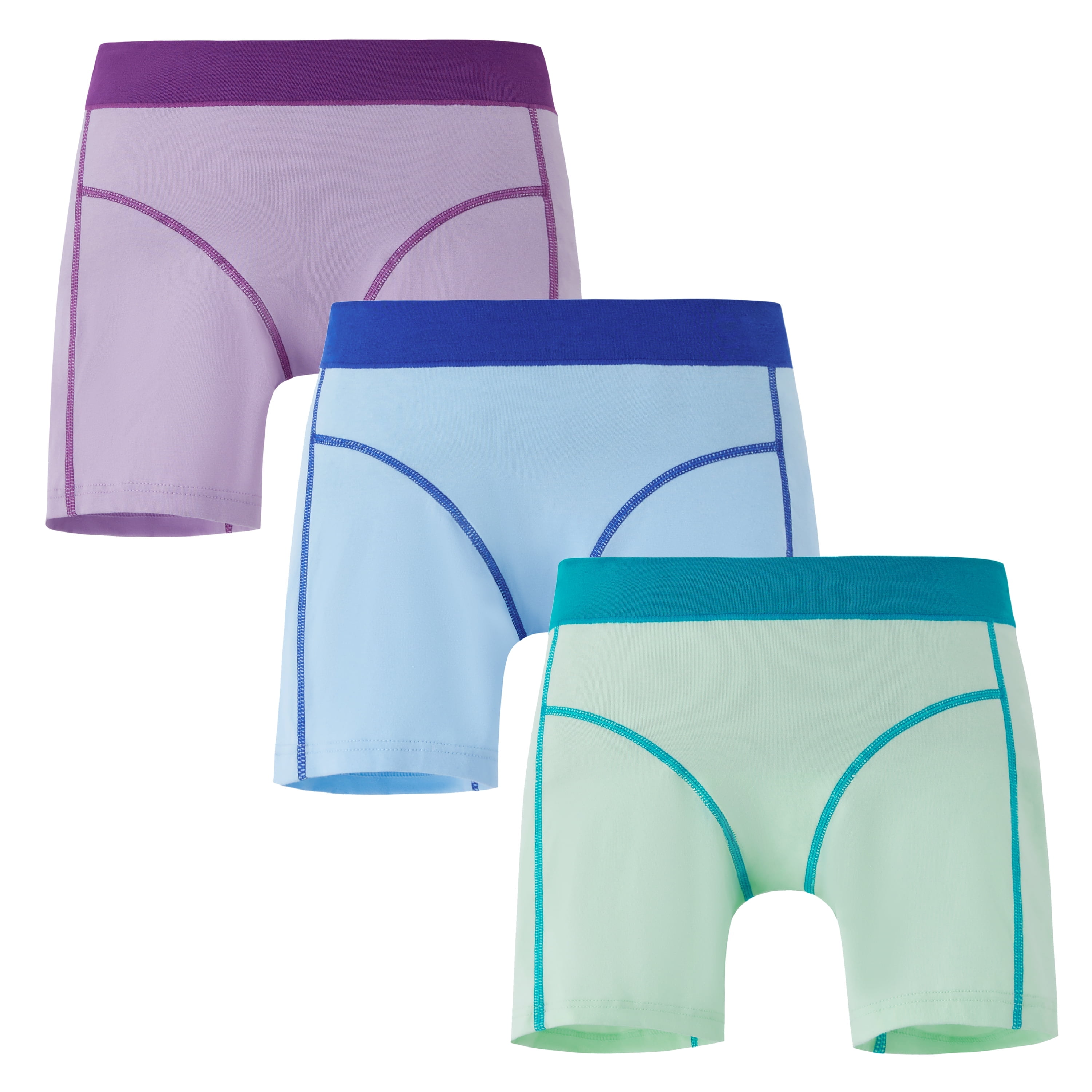 Girls Underwear Cotton Girl Panties Boxer Briefs 3 Pack (12-14 Years,Blue/Green/Purple)