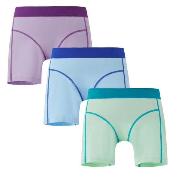 INNERSY Girls Underwear Cotton Girl Panties Boxer Briefs 3 Pack (12-14 Years,Blue/Green/Purple)