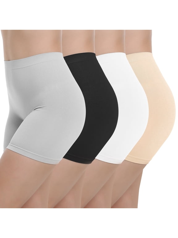 High Waisted Slip Shorts for Women, 6.7" Inseam Anti-Chafing Under Dress Shorts 4-Pack(2XL,Basics)