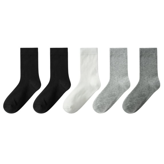 INNERSY Kids Boys Girls Cotton Socks Colorful Crew Socks for Teens 5 Pairs(L,2 Black/White/Light Grey/Dark Grey)
