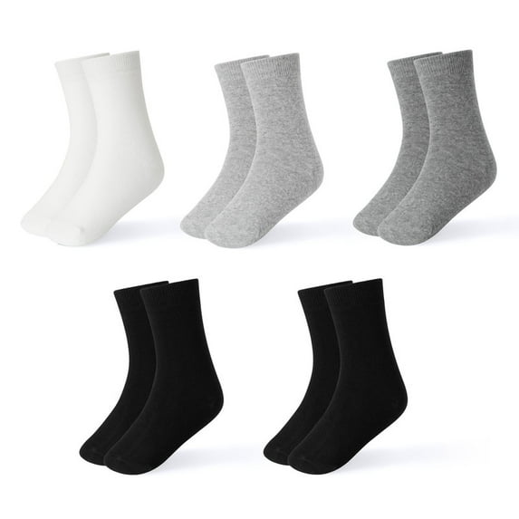 INNERSY Kids Boys Girls Cotton Socks Colorful Crew Socks for Teens 5 Pairs(M,2 Black/White/Light Grey/Dark Grey)