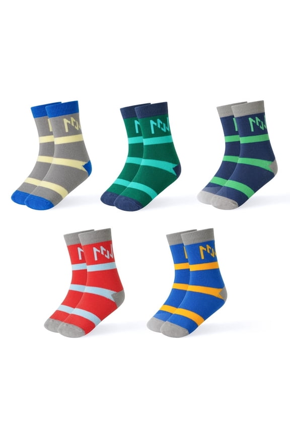 Kids Boys Girls Cotton Socks Colorful Crew Socks for Teens 5 Pairs(M,Striped 5C)