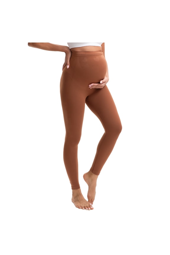 Maternity Leggings Over the Belly High Waisted Pregnancy Yoga Pants for All Stages(M,Dark Coffee)