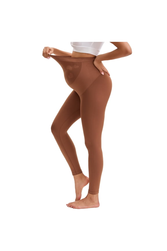 Maternity Leggings Over the Belly High Waisted Pregnancy Yoga Pants for All Stages(M,Dark Coffee)