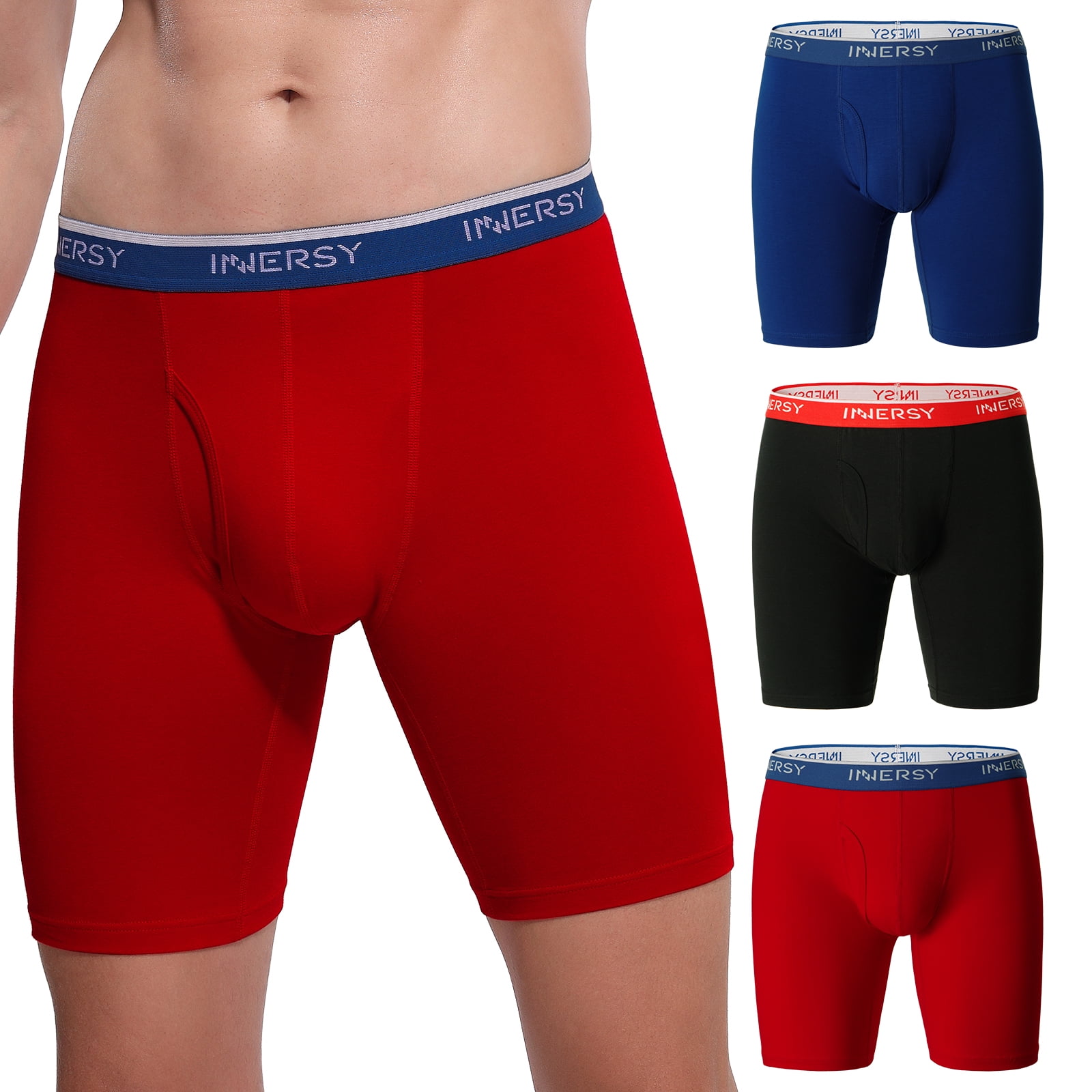 INNERSY Men's Boxer Briefs Cotton Stretchy Underwear 3 Pack(2XL,Glowing ...
