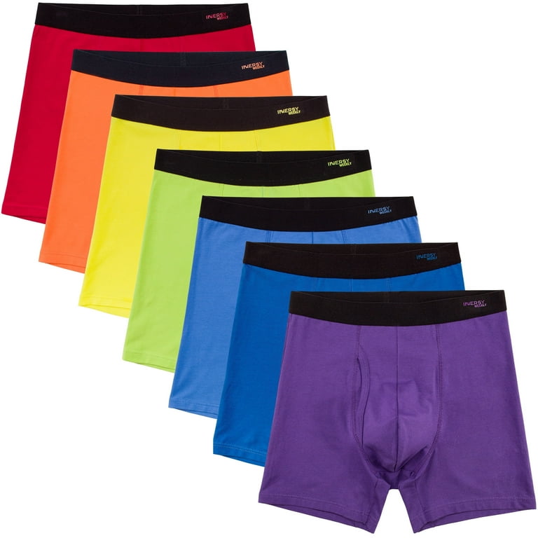 INNERSY Men's Boxer Briefs Cotton Stretchy Underwear 7 Pack for a  Week(Rainbow Colors, Large)