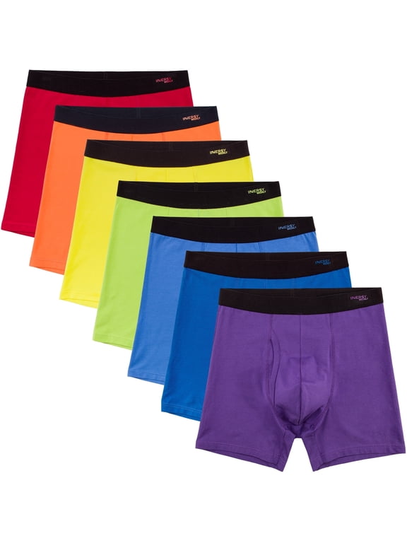 Men's Boxer Briefs Cotton Stretchy Underwear 7 Pack for a Week(M,Rainbow Colors)